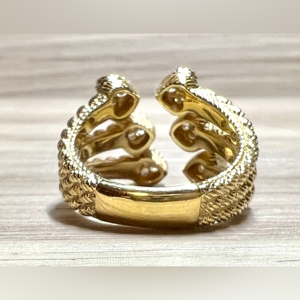 Judith Ripka Sterling Silver & 14K Gold Clad Diamonique Hearts Ring, Size 7, 9g - Picture 4 of 11